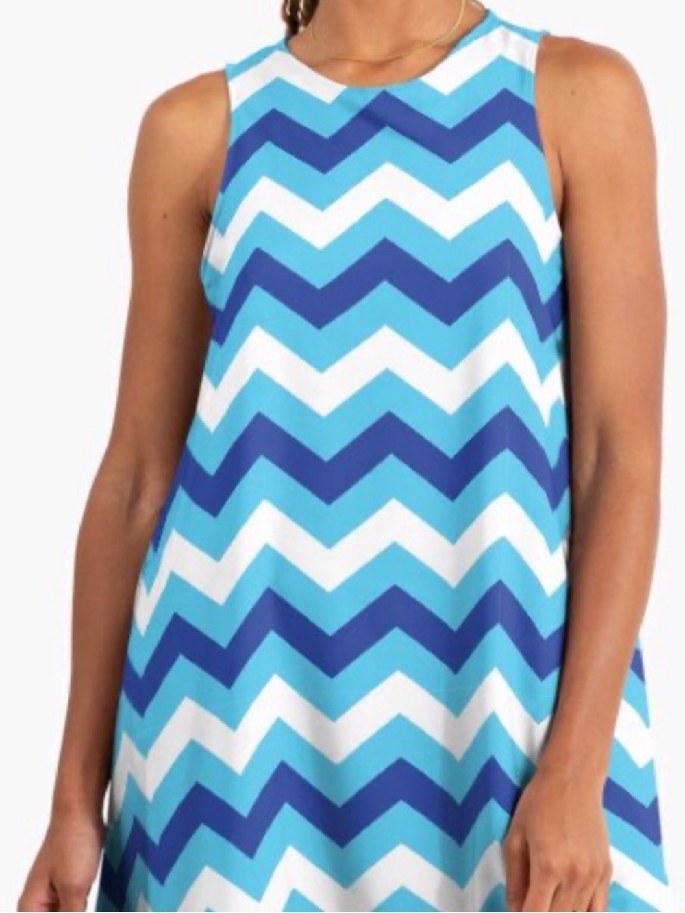 Womenโs Chevron Tank Dress - size medium teal shades see pic 2